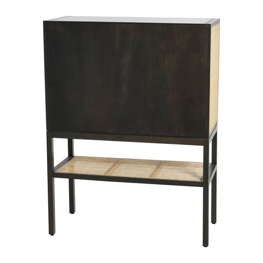 Hello Honey® 47" Boho Woven Rattan and Wood Cabinet with Doors, Shelf